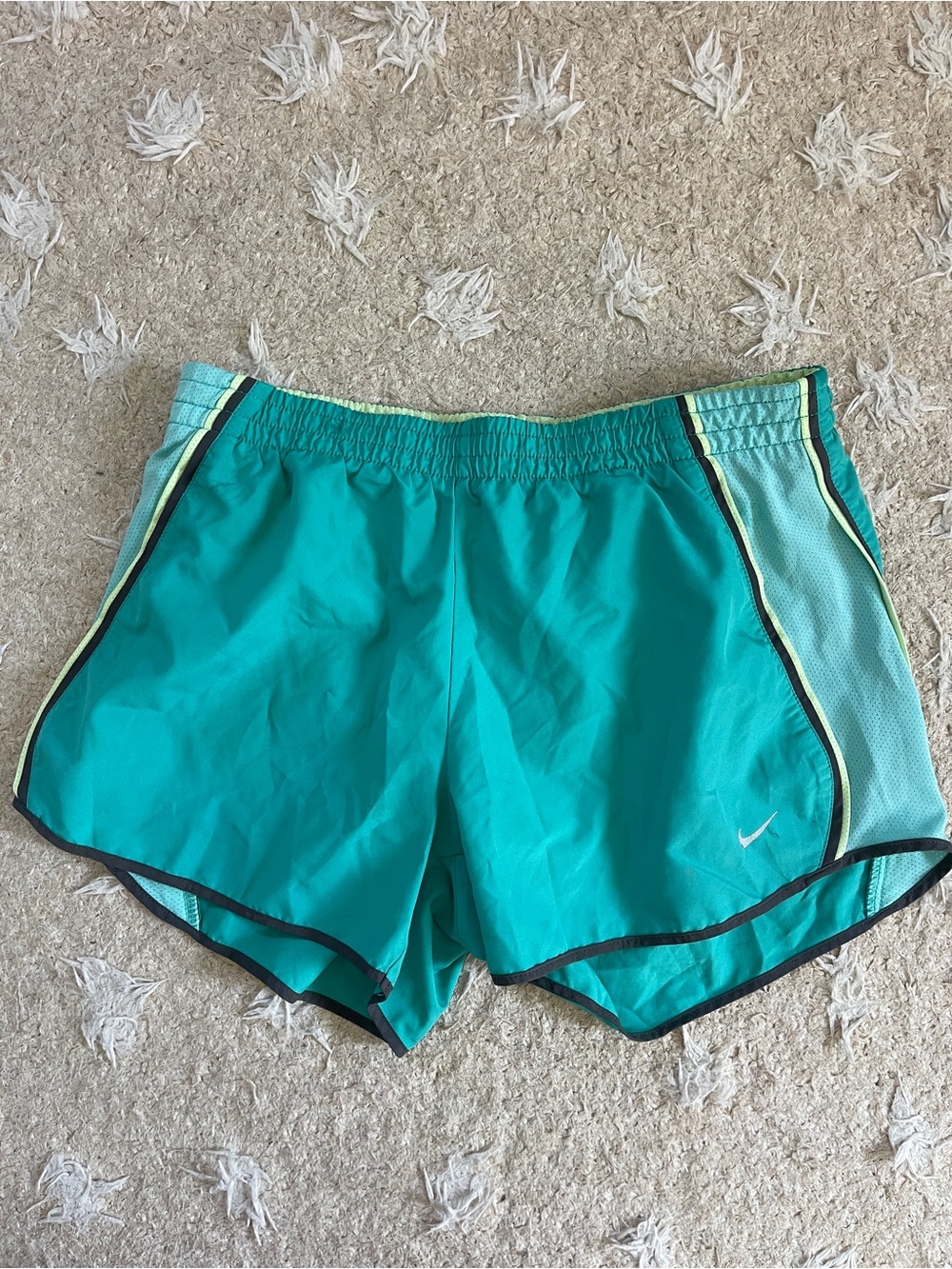 Nike Women's Teal Athletic Running Shorts with Contrast Piping